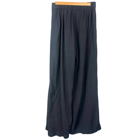 Black Wide Leg Hemp-blend Trousers Size Large - Picture 2 of 14